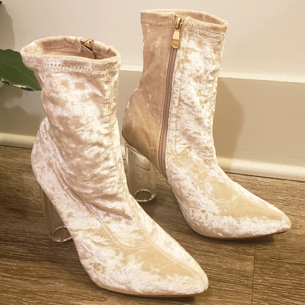 Velvet Clear Heel Booties